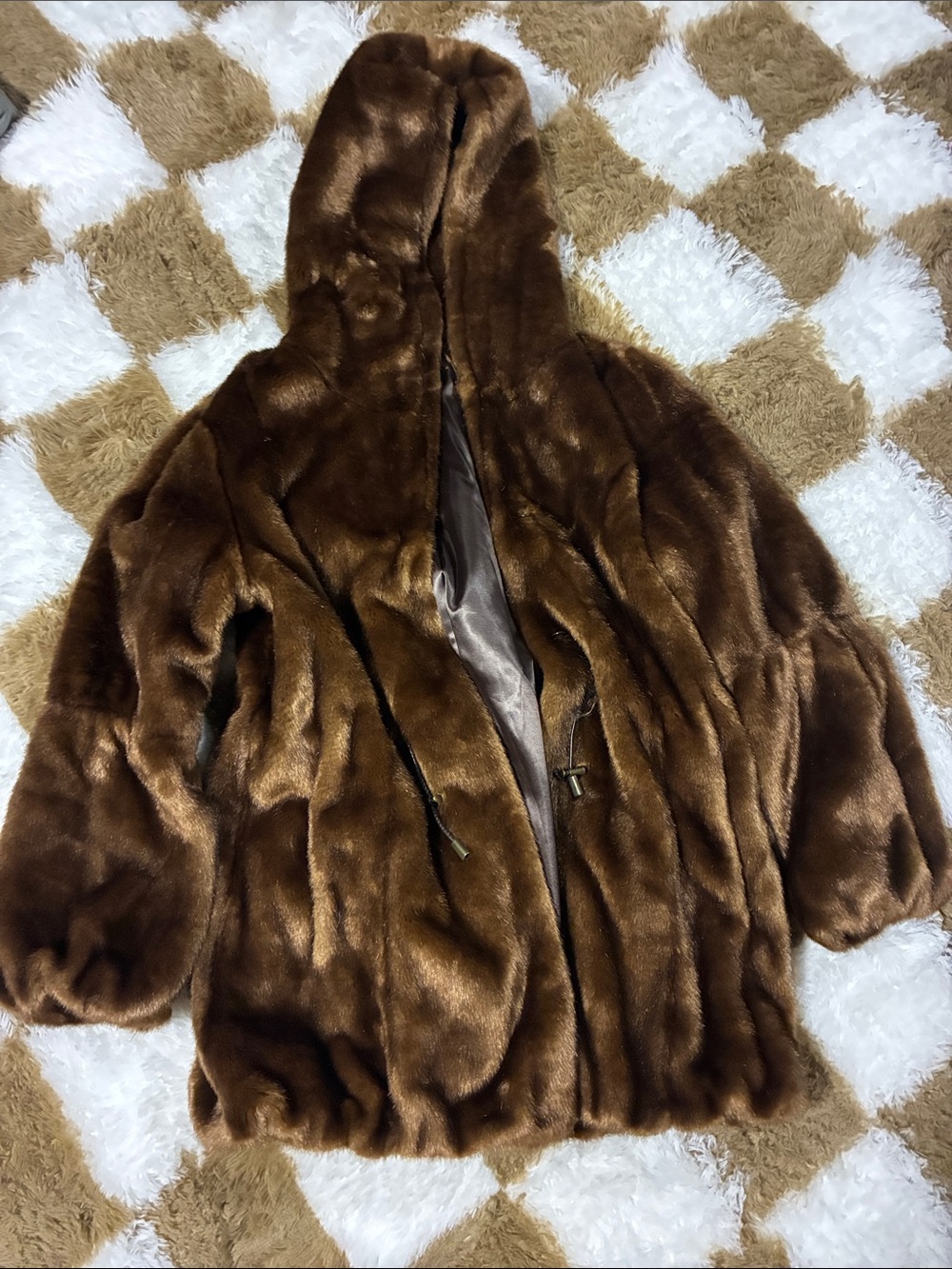 Fabulous Furs Rich Brown Hooded Teddy Jacket